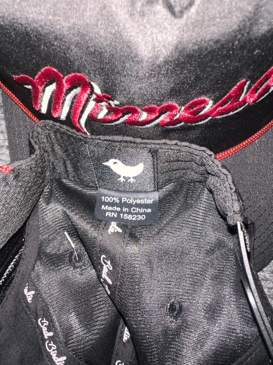 Bad Birdie Minnesota Script Rope Golf Hat Black Red Snapback Adjustable main image 8